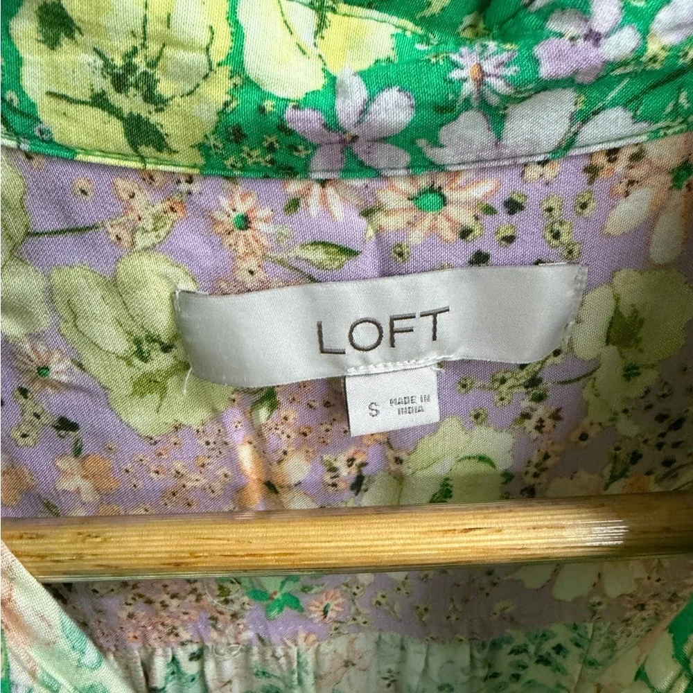 LOFT Patchwork Floral Maxi Shirt Dress – Size Small - Picture 5 of 6